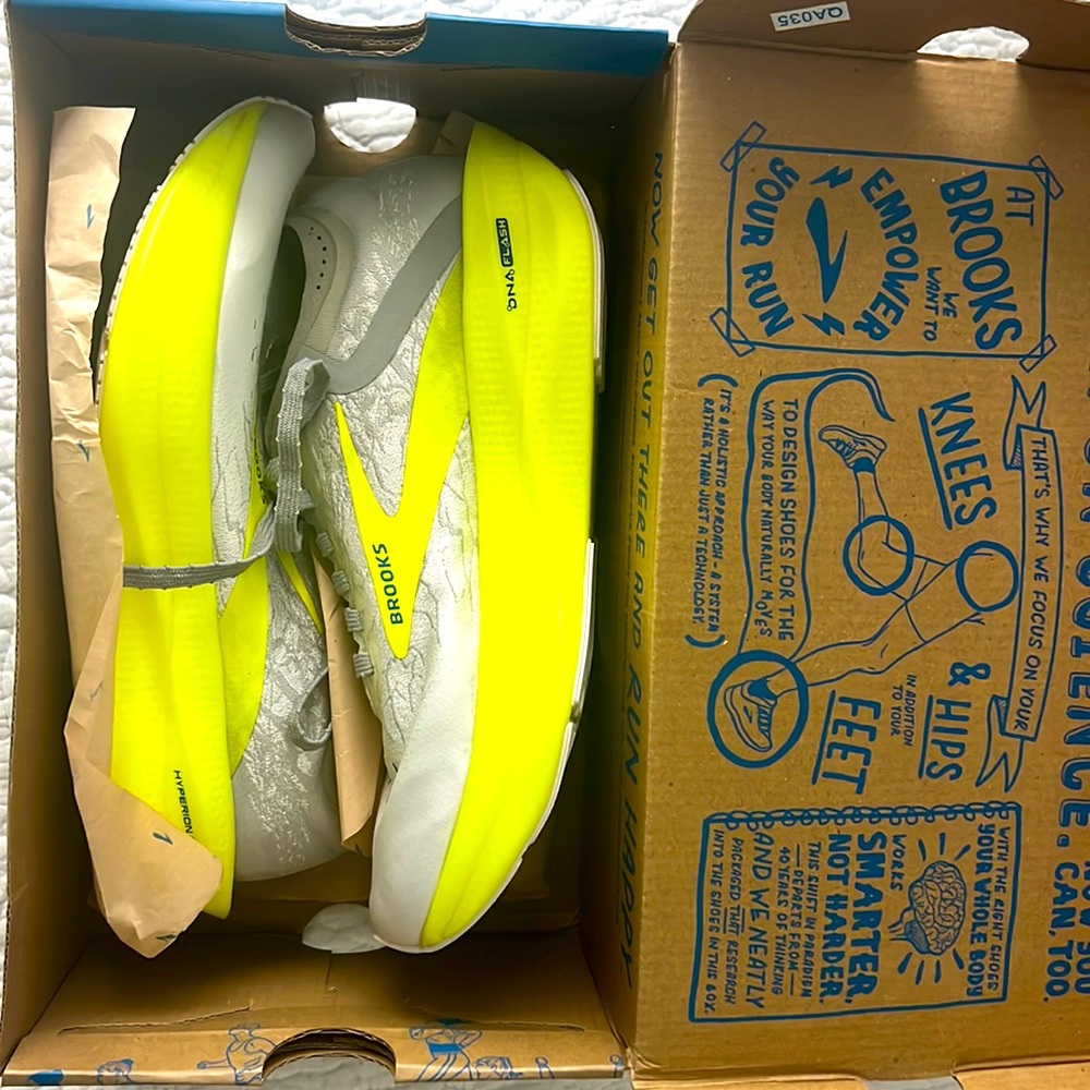 Brooks Hyperion Elite 2 size 6 fluorescent yellow/grey running shoes new in box